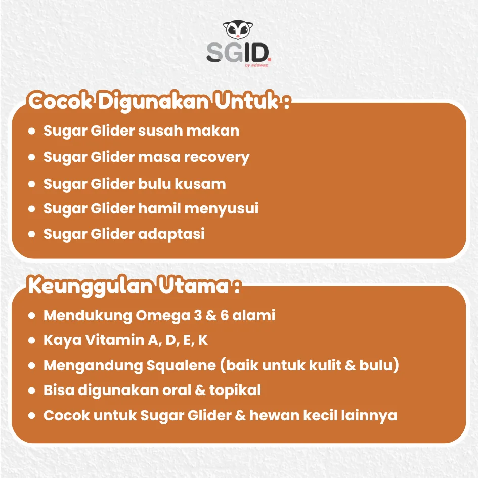 ADEWAP GLIDER Minyak Ikan Salmon Omega 3 Suplemen Vitamin Sugar Glider - 30ml