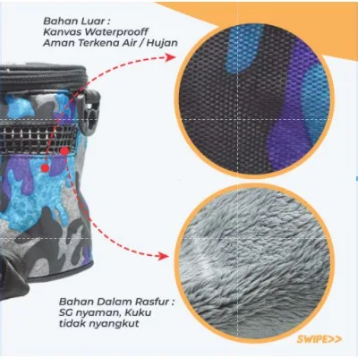 SGID Travel Pouch Model Tabung Tas Bonding Selempang Sugar Glider Lembut