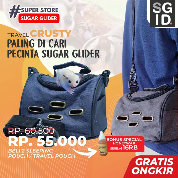 Bonding Bag Crusty / Travel Pouch Sugar Glider Tupai Landak Mini Cincila