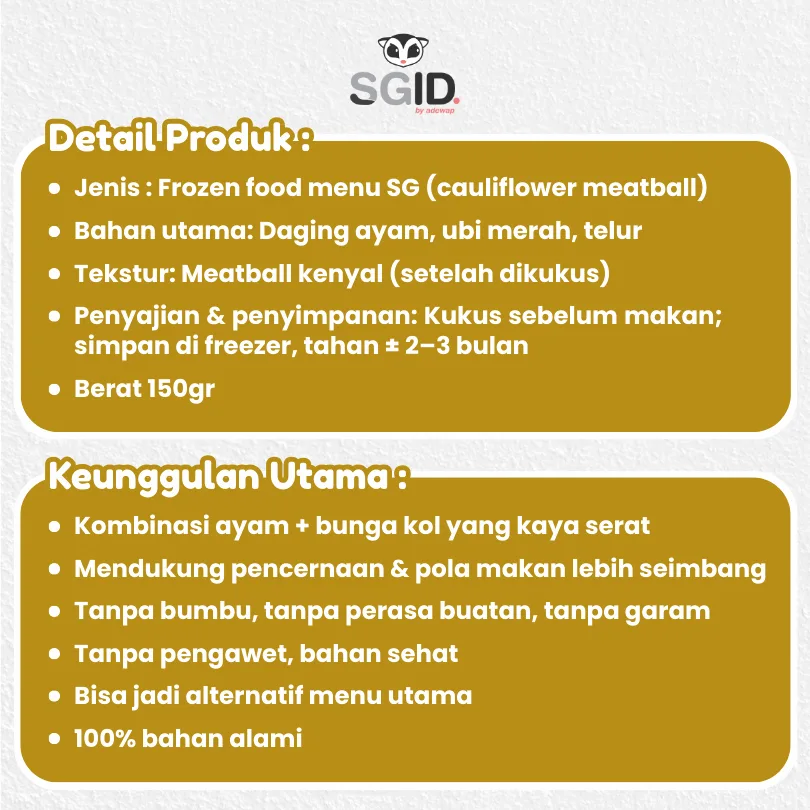 ADEWAP GLIDER Frozen Food Bunga Kol Meatball Glider Chicken For Sugar Glider