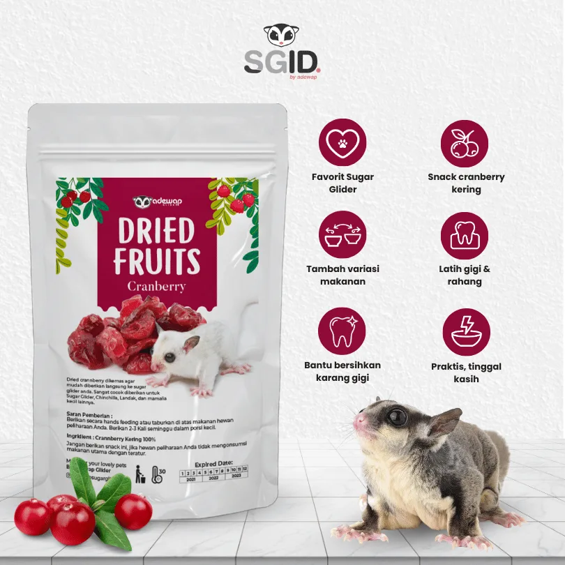 ADEWAP GLIDER Dried Cranberry Fruit Camilan Buah Kering Sugar Glider