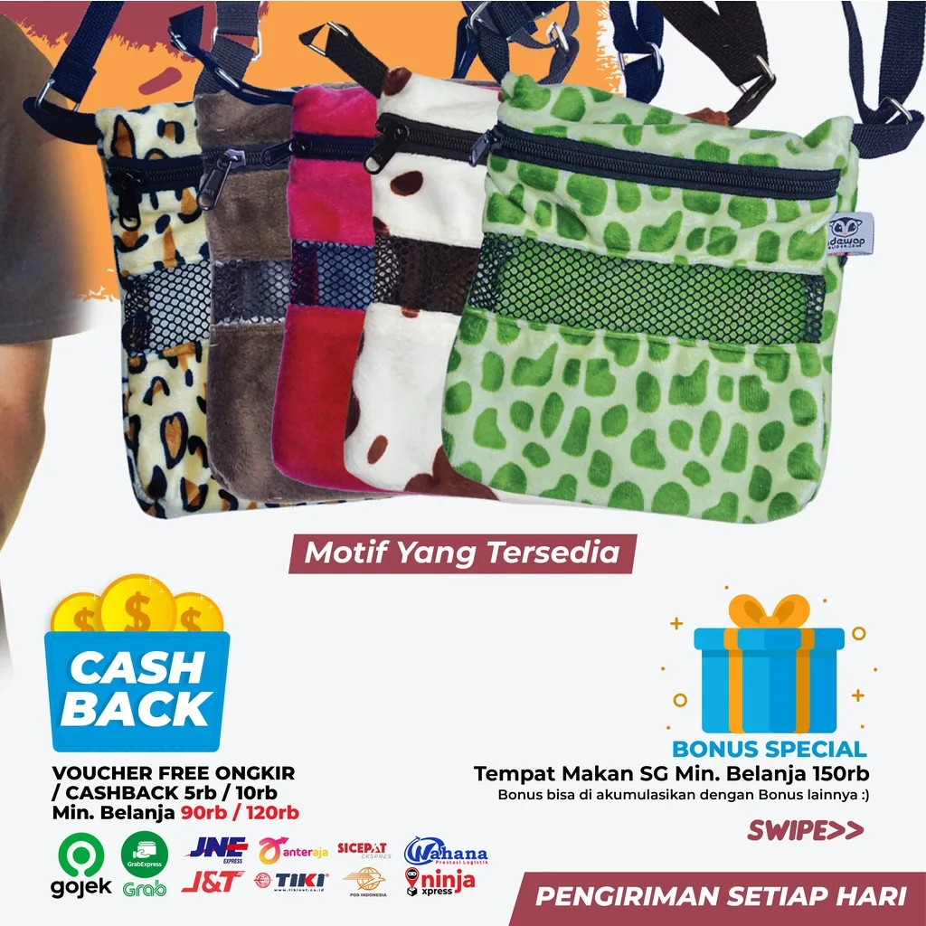 Bonding pouch sugar glider SIMPLE lembut murah Bounding Sling Bag Sugar glider joey