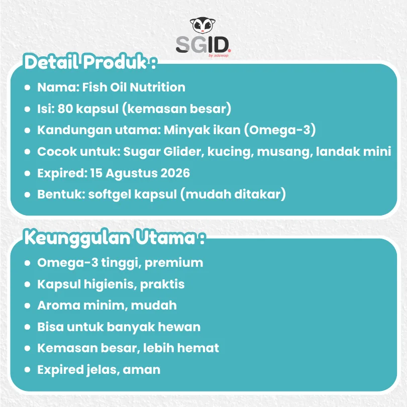 ADEWAP GLIDER Fish Oil Minyak Ikan Sugar Glider Isi 80 Kapsul