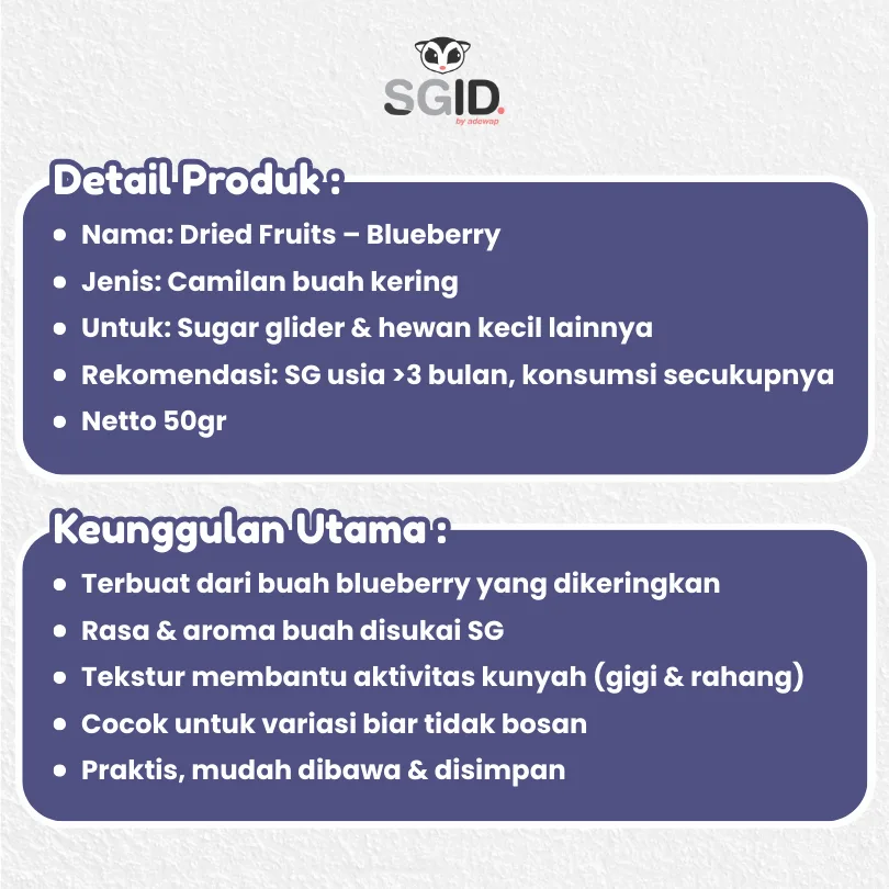 ADEWAP GLIDER Dried Blueberry Fruit Camilan Buah Kering Sugar Glider