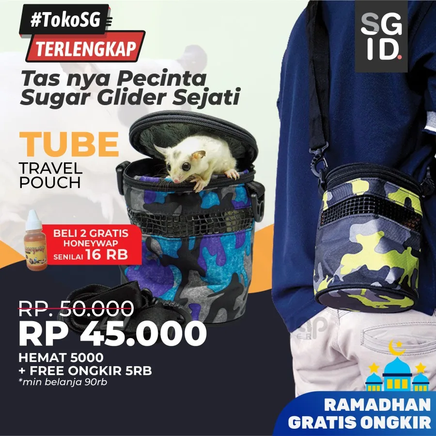 SGID Travel Pouch Model Tabung Tas Bonding Selempang Sugar Glider Lembut
