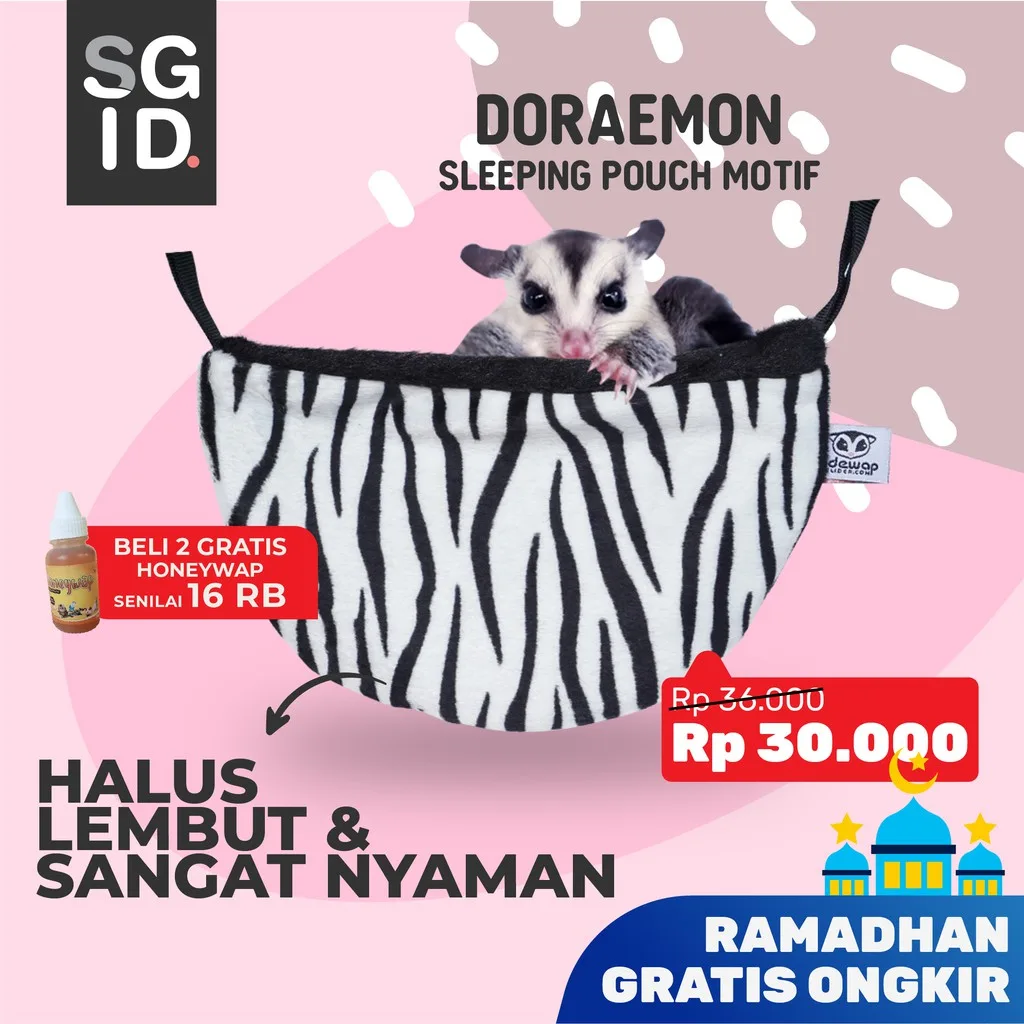 Sleeping Pouch For Sugar Glider Kantong Doraemon Motif Hewan Lucu Lembut