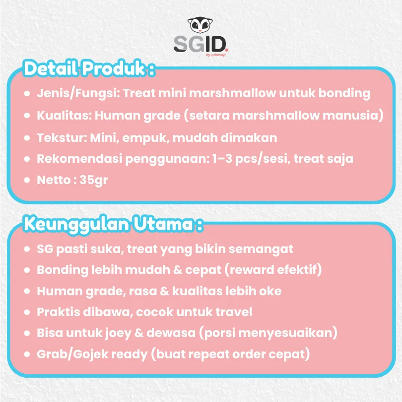 ADEWAP GLIDER Mini Marshmallow Snack Sugar Glider Snack Camilan Sugar Glider - 35gr