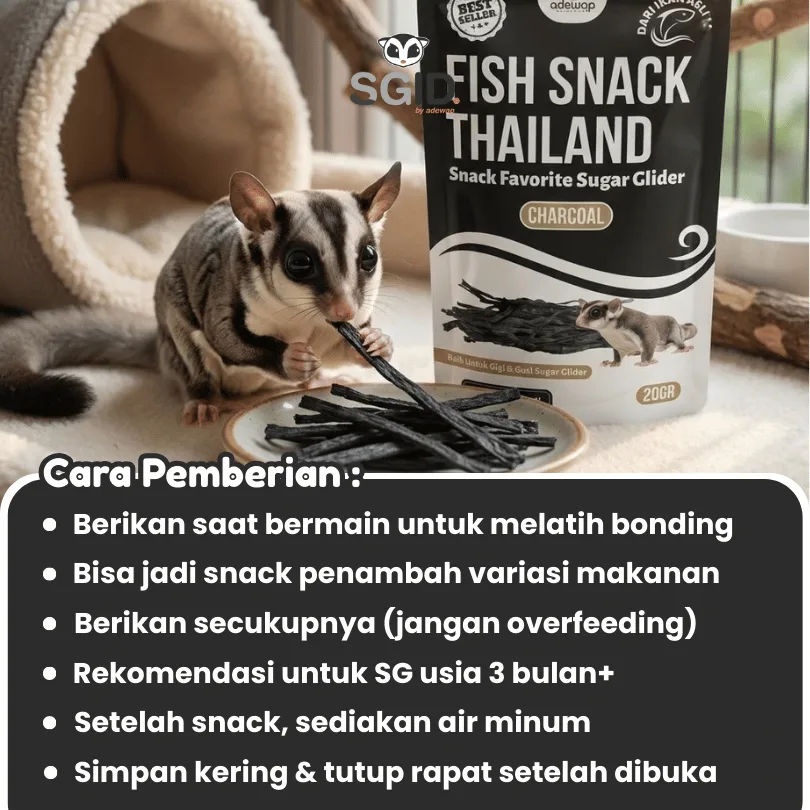 ADEWAP GLIDER Fish Snack Charcoal Camilan Perawatan Gigi Sugar Glider