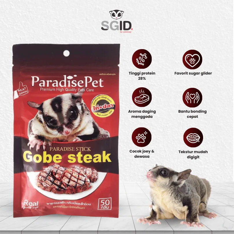 SUGAR GLIDER STAR Gobe Steak Makanan Import Cemilan Sugar Glider 50gr