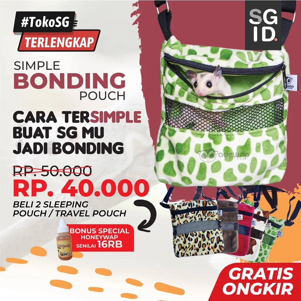 Bonding pouch sugar glider SIMPLE lembut murah Bounding Sling Bag Sugar glider joey