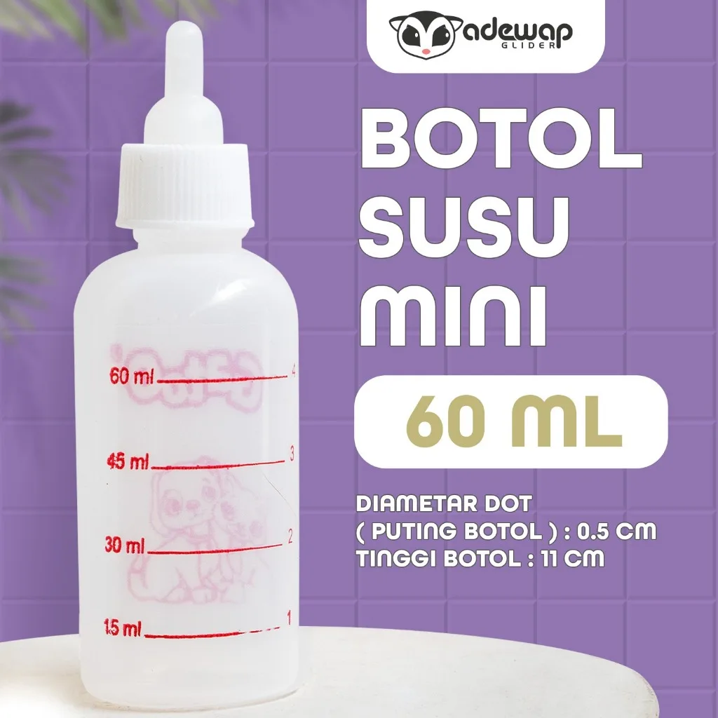 ADEWAP Botol Susu Mini SG Joey Hewan Kecil 60 Ml Feeder Drinker Hewan