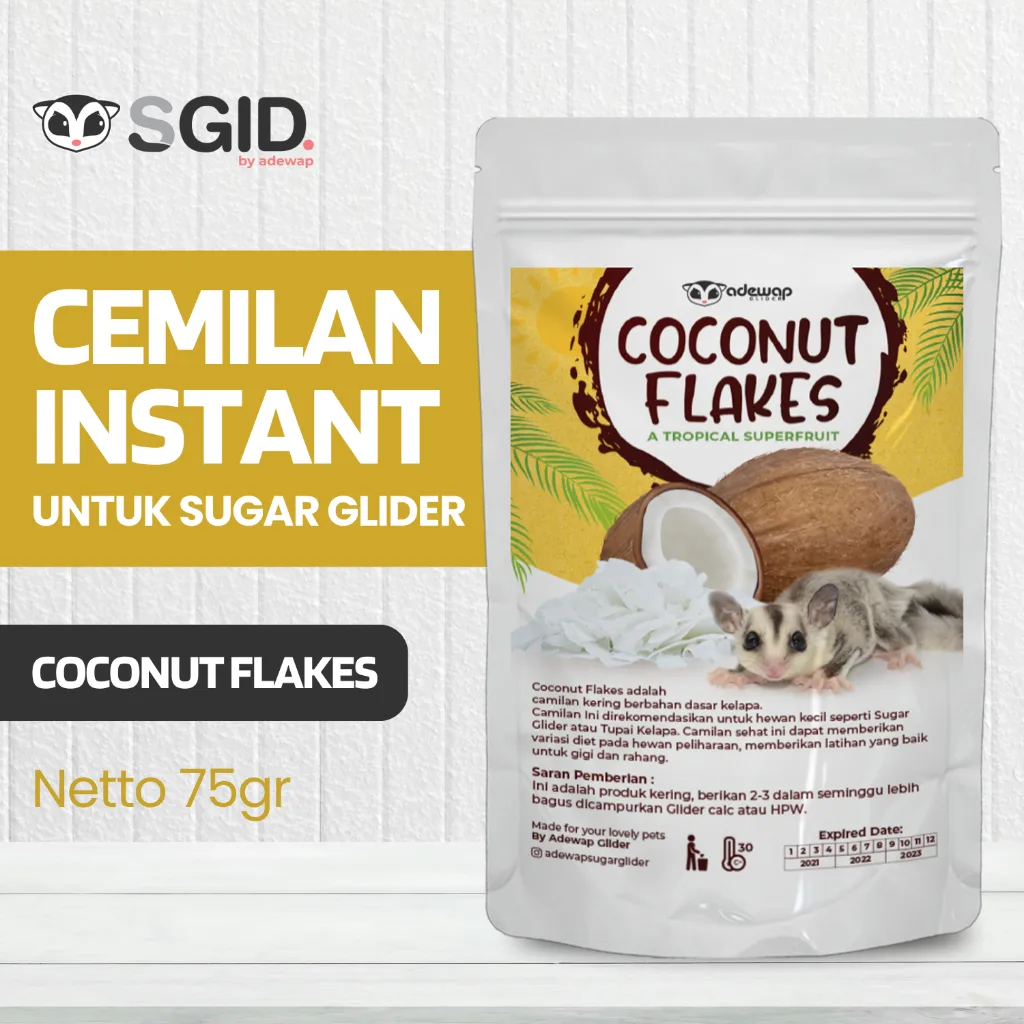 ADEWAP GLIDER Dried Coconut Flakes Camilan Buah Kelapa Sugar Glider Hamster Tupai