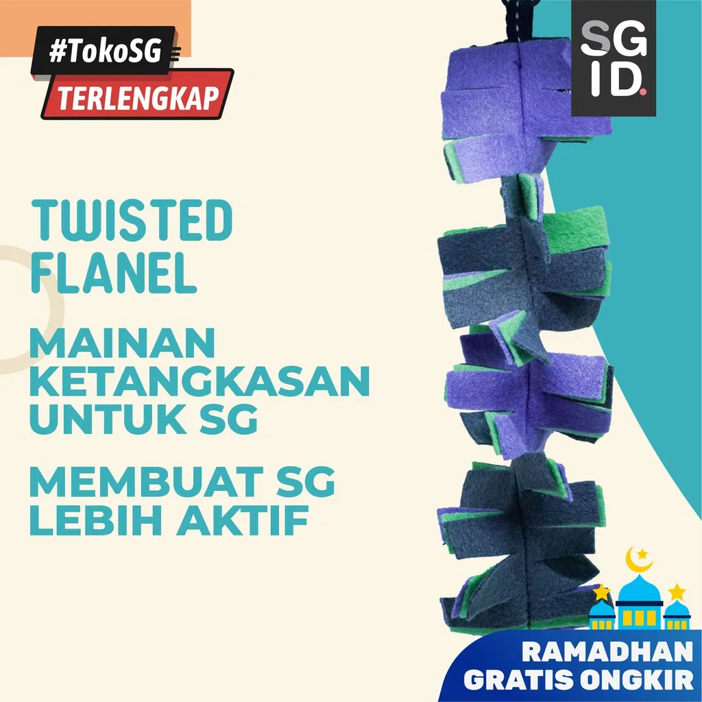 Mainan Climbing Twisted Flanel Colourfull Murah sugar glider parrot, dan hewan lain