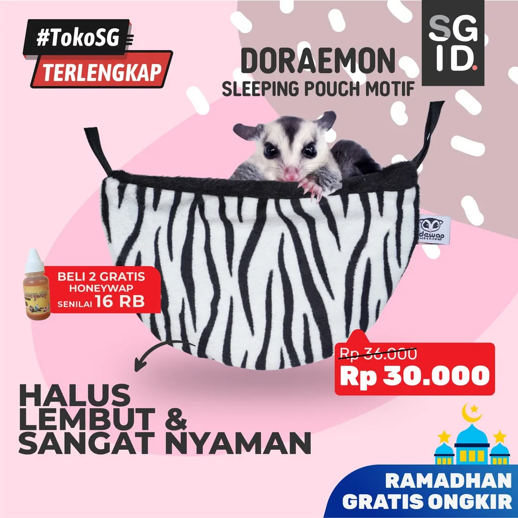 Sleeping Pouch For Sugar Glider Kantong Doraemon Motif Hewan Lucu Lembut