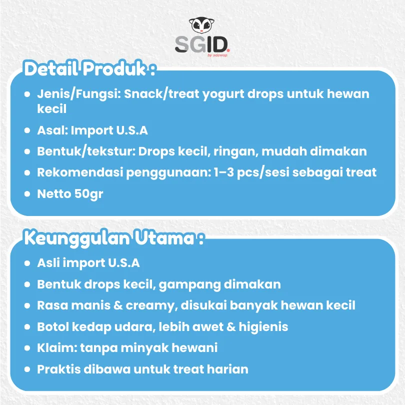 SUGAR GLIDER STAR Yogurt Drops Snack Susu Cemilan Sugar Glider Import USA
