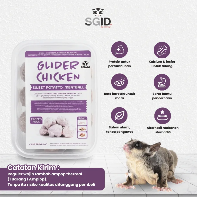 ADEWAP GLIDER Frozen Food Sweet Potato  Meatball Glider Chicken For Sugar Glider