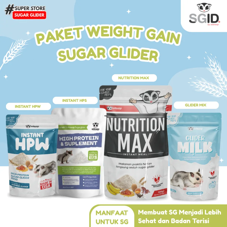 ADEWAP GLIDER Paket Weight Gain : Makanan & Nutrisi Penambah Berat Badan Sugar Glider