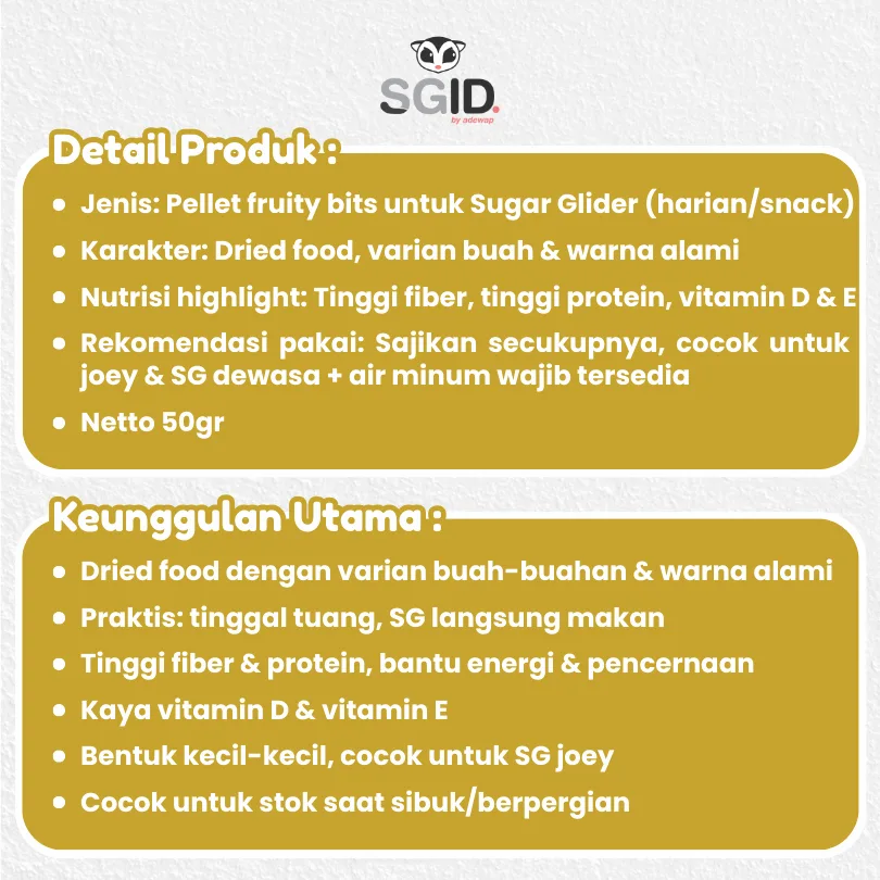ADEWAP GLIDER Fruity Bits Pelet Buah Kering Makanan Sugar Glider