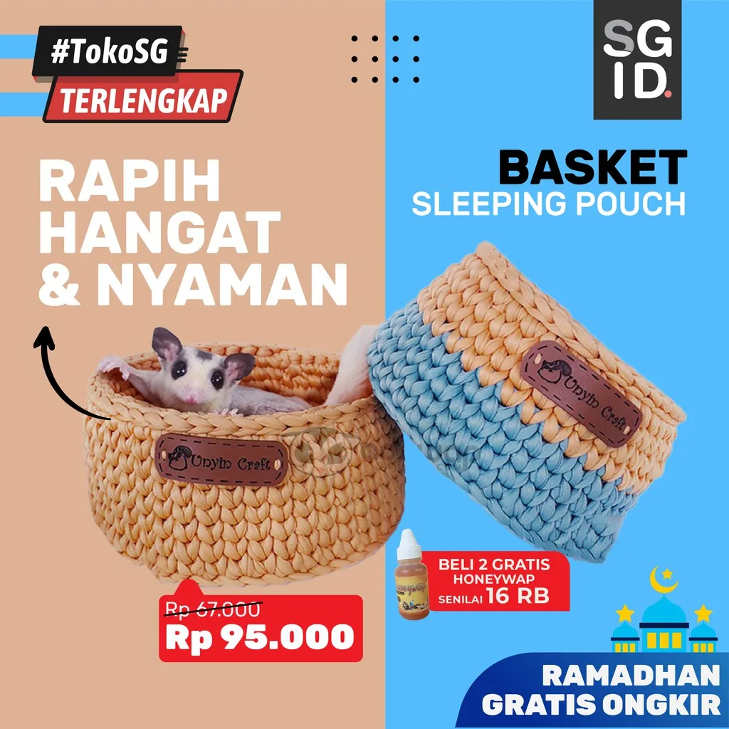 SUGAR GLIDER STAR Basket Sleeping Pouch Rajut Tempat Tidur Sugar Glider