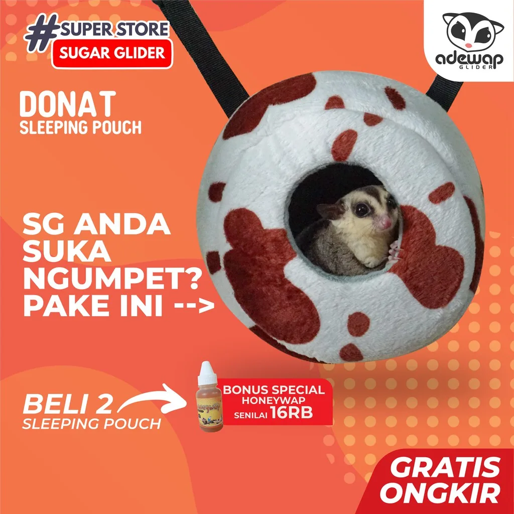Donat Sleeping Pouch Tempat Tidur Sugar Glider Berbulu Lembut Termuah Donut