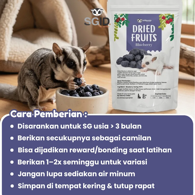 ADEWAP GLIDER Dried Blueberry Fruit Camilan Buah Kering Sugar Glider