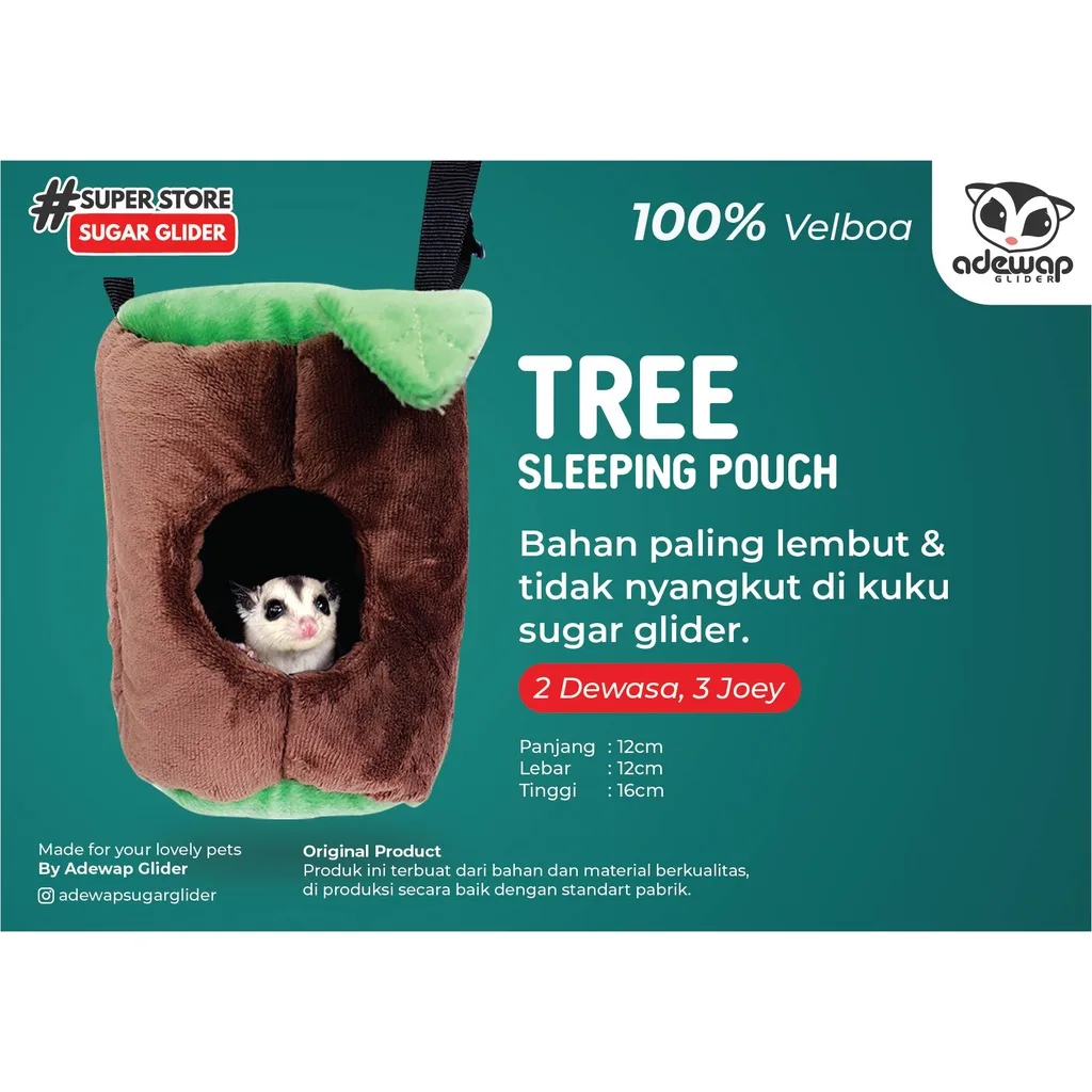 ADEWAP GLIDER Bed Pouch Tempat Kantong Tidur Bentuk Pohon Sugar Glider
