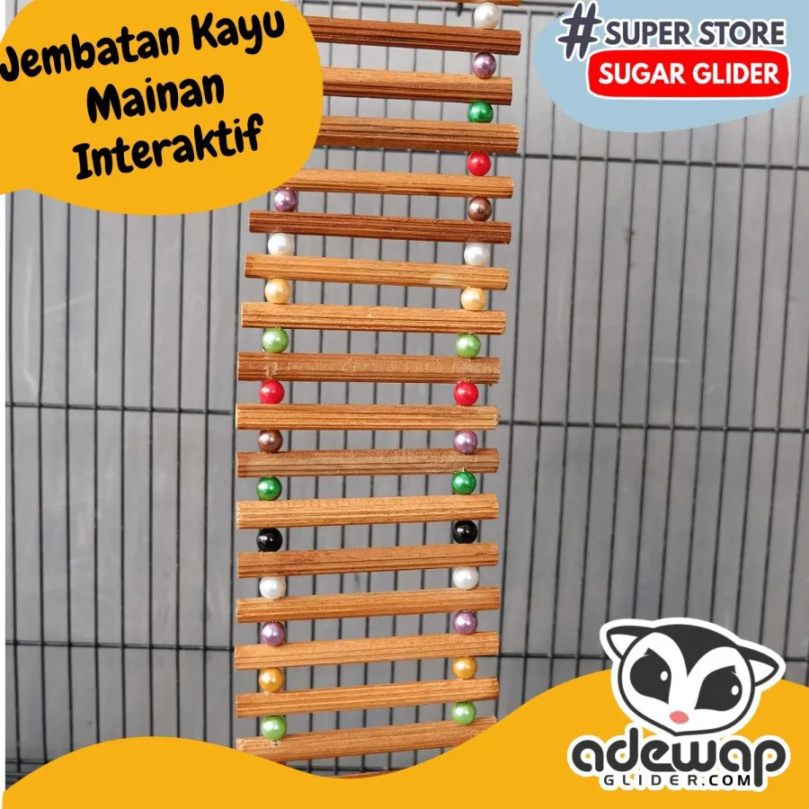 SGID Mainan Tangga Jembatan Kayu sugar glider hamster tupai aksesoris Kandang warna warni