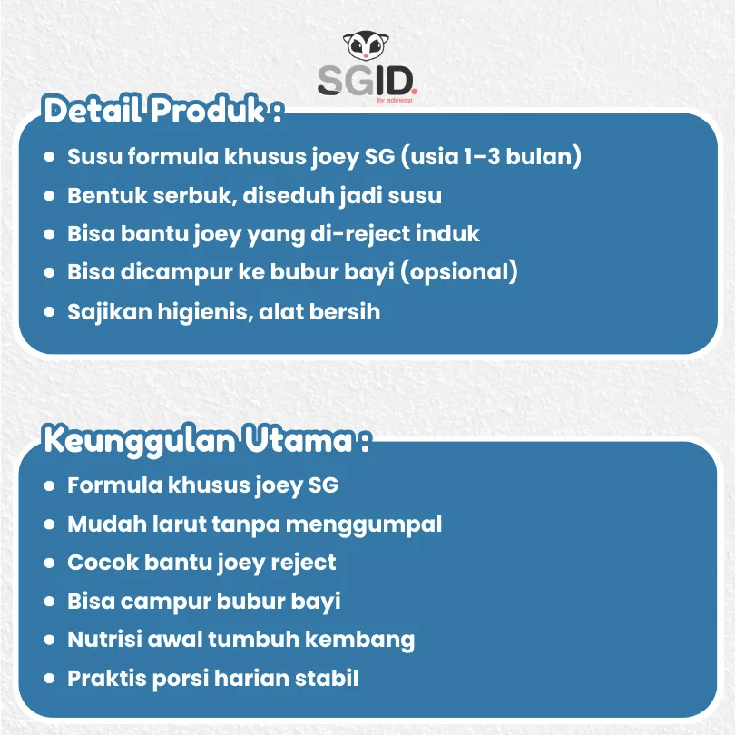 ADEWAP GLIDER Marsupial Milk Replacer Possum Pengganti Susu Sugar Glider