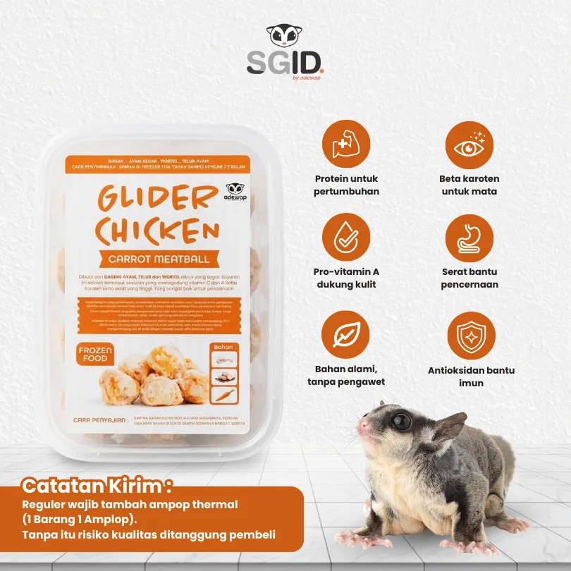 ADEWAP GLIDER Frozen Food Carrot Meatball Glider Chicken For Sugar Glider