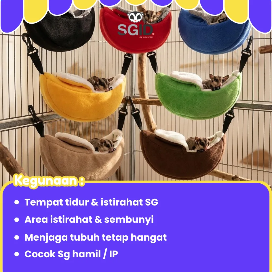 ADEWAP GLIDER Pouch Banana Bentuk Pisang Untuk Sugar Glider Tupai Terbang Kantong Tidur SG