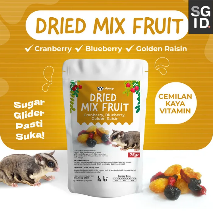 ADEWAP GLIDER Dried Mix Fruits Campuran 3 Buah Kering Cemilan Sugar Glider