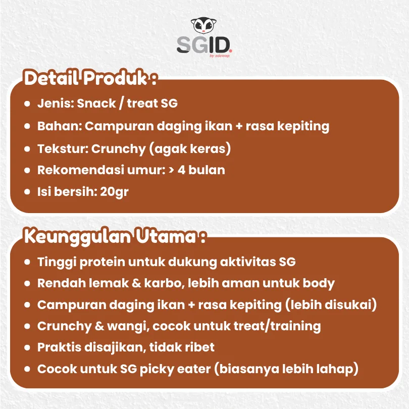 ADEWAP GLIDER Crab Chips Camilan Protein Sugar Glider Rasa Kepiting - 20gr