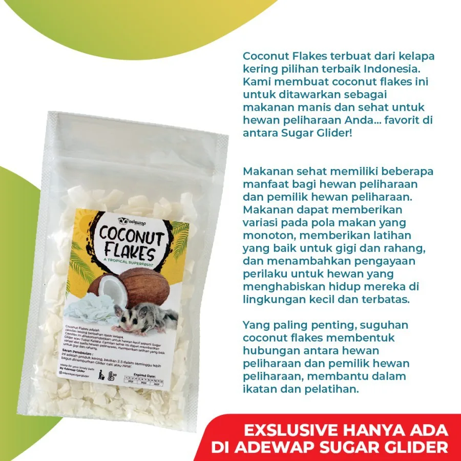 ADEWAP GLIDER Dried Coconut Flakes Camilan Buah Kelapa Sugar Glider Hamster Tupai