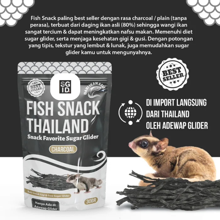 ADEWAP GLIDER Fish Snack Charcoal Camilan Perawatan Gigi Sugar Glider