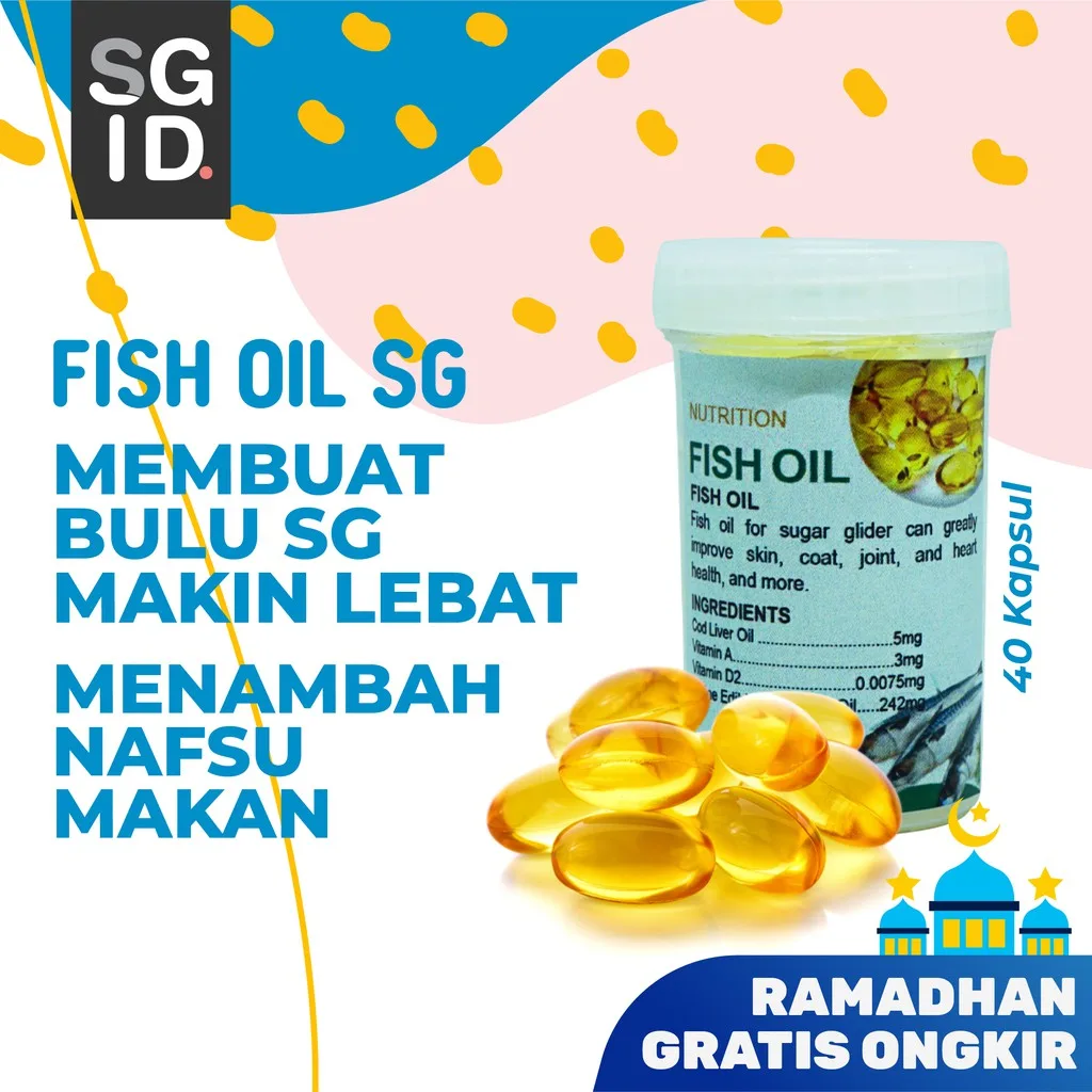 ADEWAP GLIDER Minyak Ikan Omega 3 Sugar Glider Fish Oil 40 Butir – Minyak Ikan  Suplemen Bulu & Kesehatan