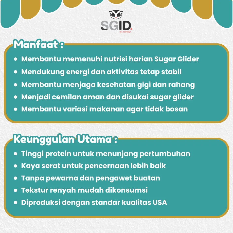 ADEWAP GLIDER Glider Biscuits : Makanan Biscuit Sugar Glider Tinggi Protein