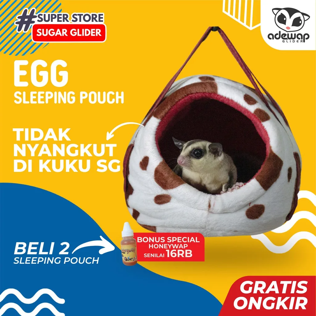 SUGAR GLIDER STAR Sleeping Pouch EGG Model Telur Tempat Tidur Sugar Glider