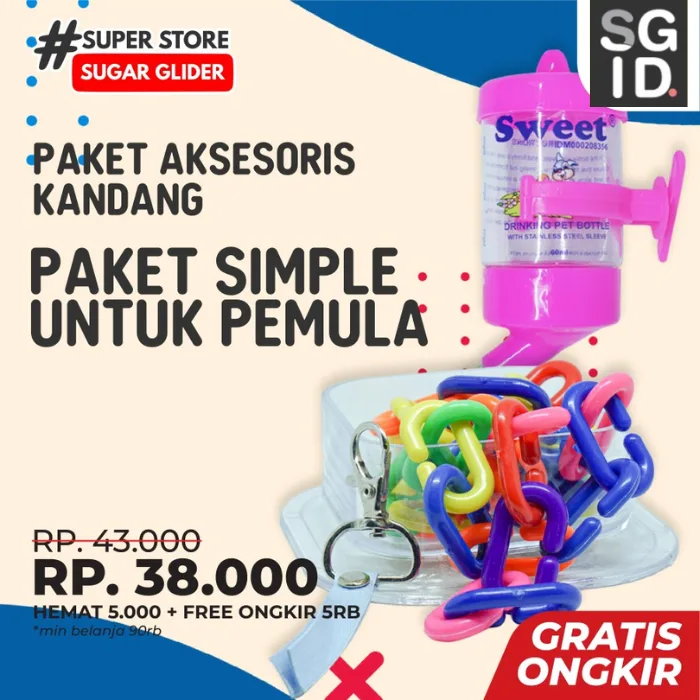 ADEWAP GLIDER Paket Hemat 4! Perlengkapan Aksesoris Kandang Sugar Glider