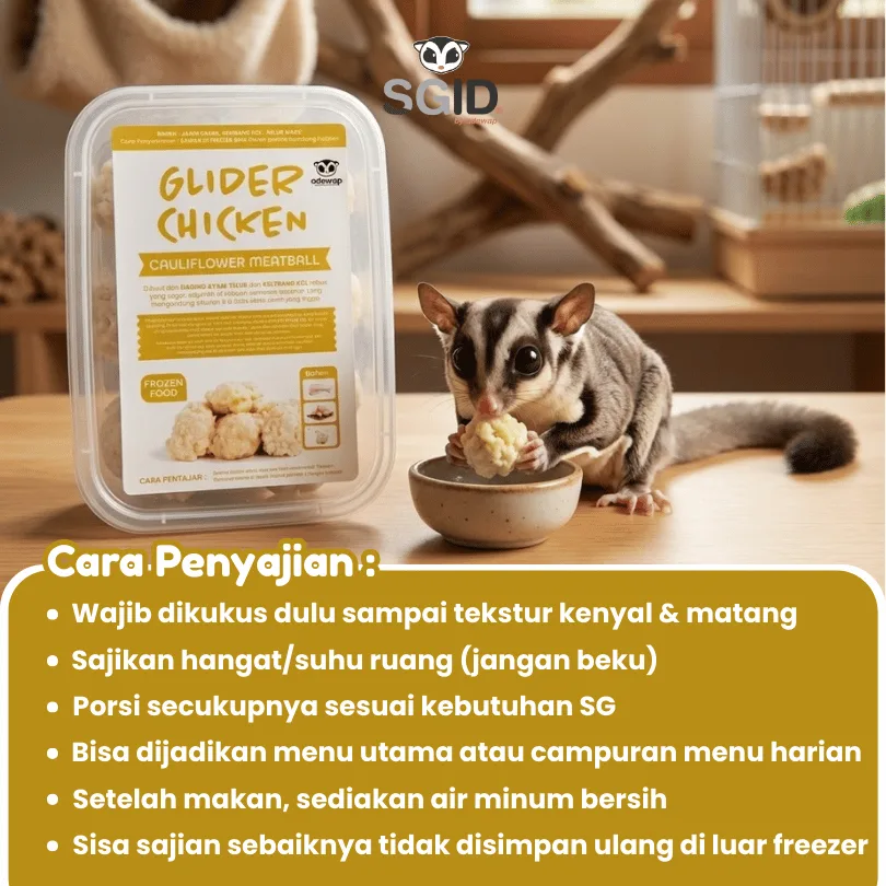 ADEWAP GLIDER Frozen Food Bunga Kol Meatball Glider Chicken For Sugar Glider