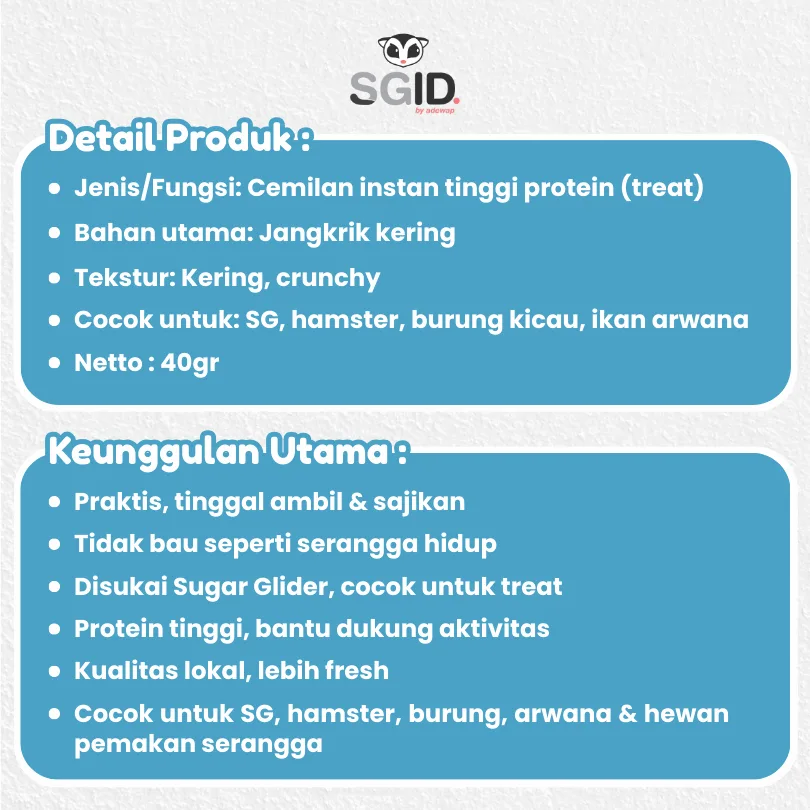 ADEWAP GLIDER Dried Cricket Jangkrik Kering Sugar Glider