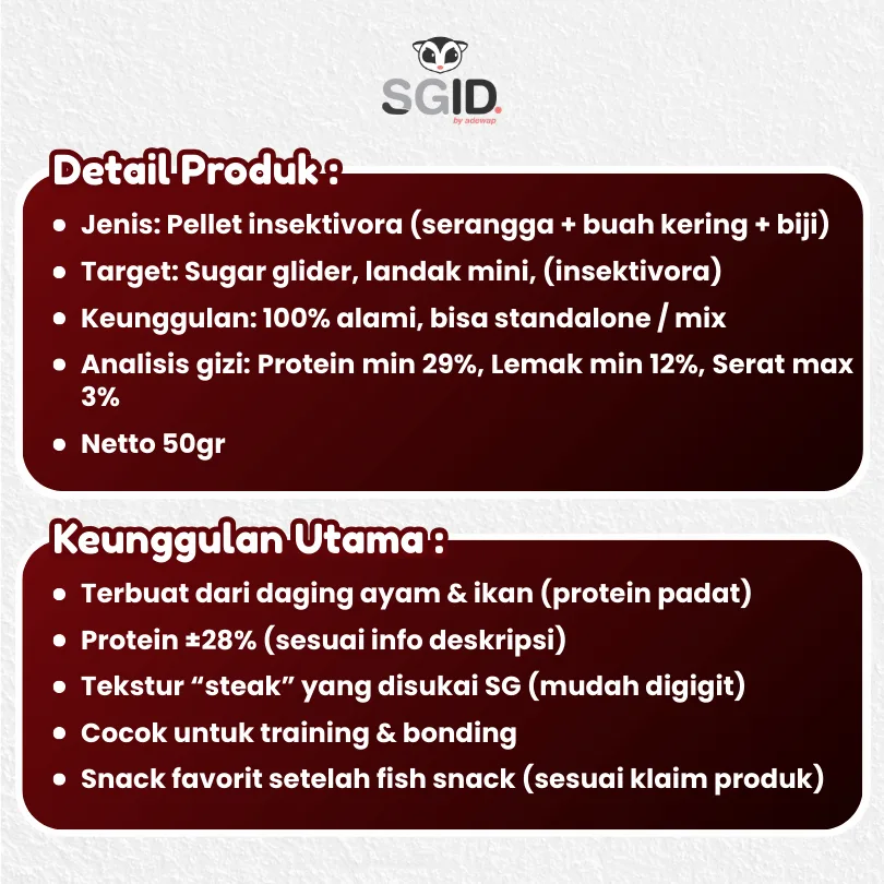 SUGAR GLIDER STAR Gobe Steak Makanan Import Cemilan Sugar Glider 50gr