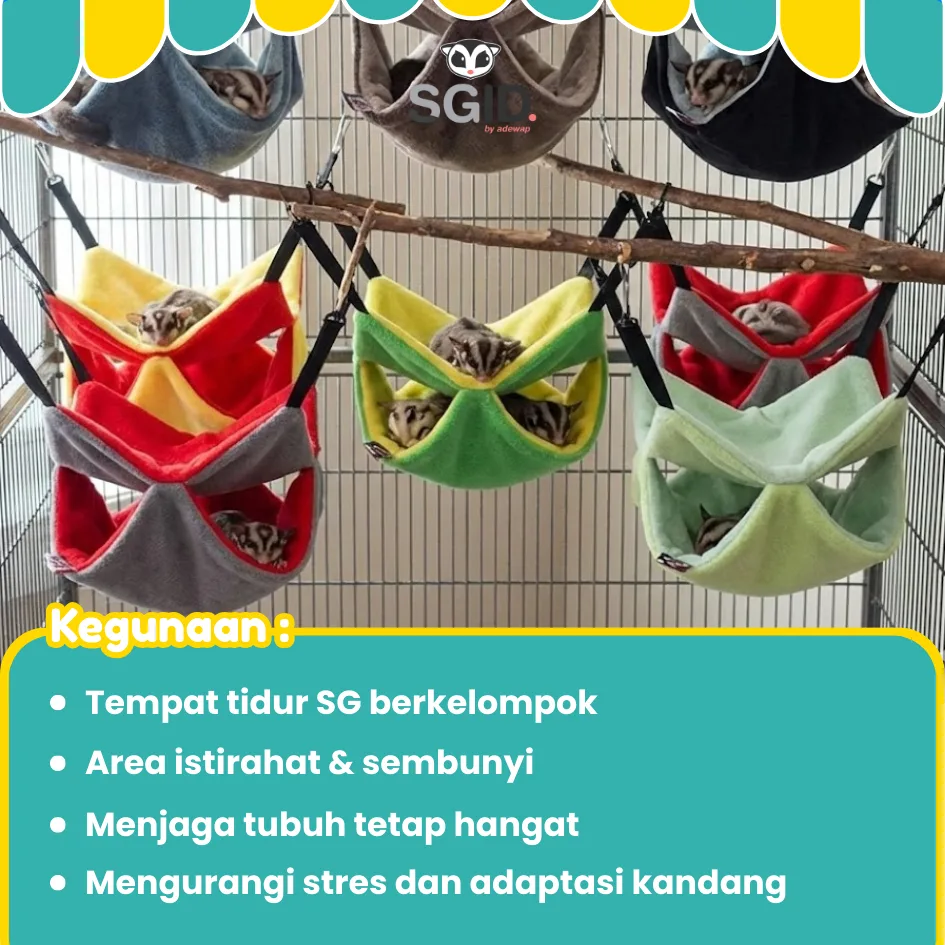 ADEWAP GLIDER Sleeping Pouch Sugar Glider Hammock 2 Tingkat Tempat Tidur Kasur & Peralatan Aksesoris
