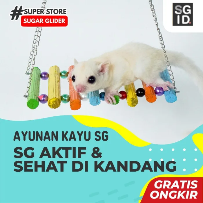 Ayunan Kayu mainan sugar glider tupai hamster Rantai Manik Aksesoris Kandang