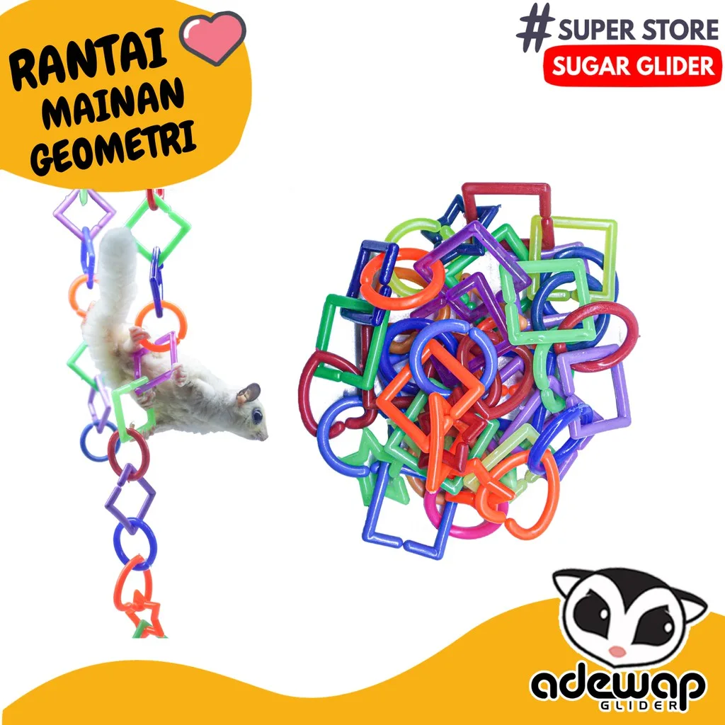 ADEWAP GLIDER Rantai Mainan Plastik Geometri Aksesoris Kandang Sugar Glider
