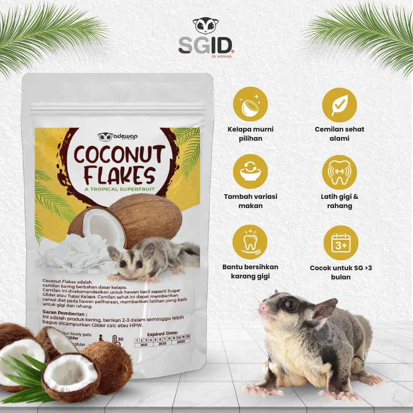 ADEWAP GLIDER Dried Coconut Flakes Camilan Buah Kelapa Sugar Glider Hamster Tupai