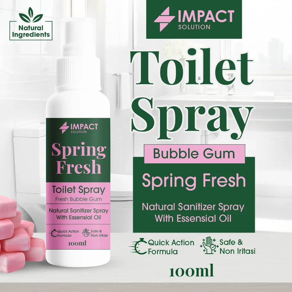 IMPACT Toilet Spray Bubble Gum 100ml Toilet Seat Sanitizer Pengharum Kamar Mandi Penghilang Bau WC