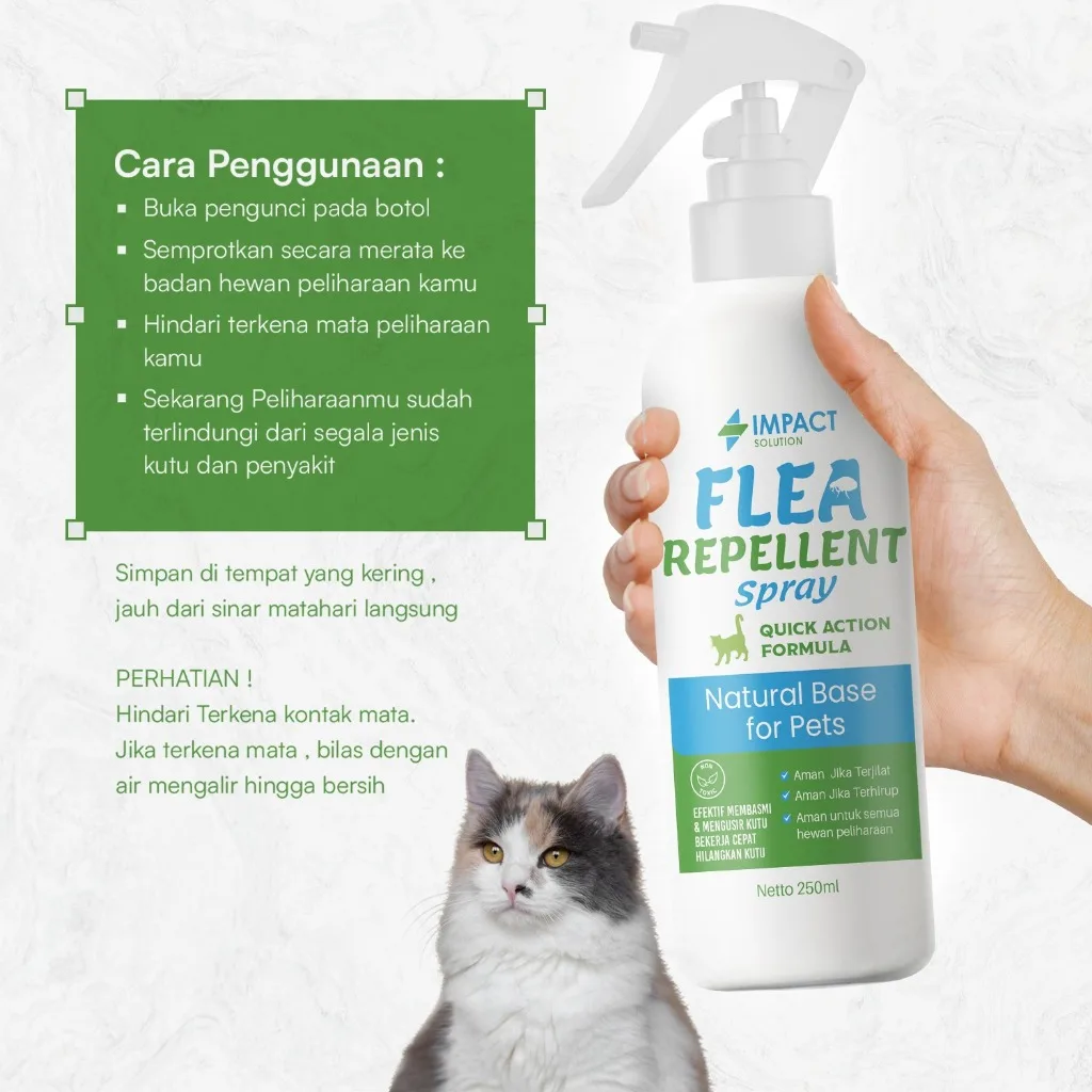 IMPACT Obat Kutu Kucing & Anjing Flea Repellent 250ml | Spray Anti Kutu Penghilang Kutu Hewan Cepat Ampuh Aman