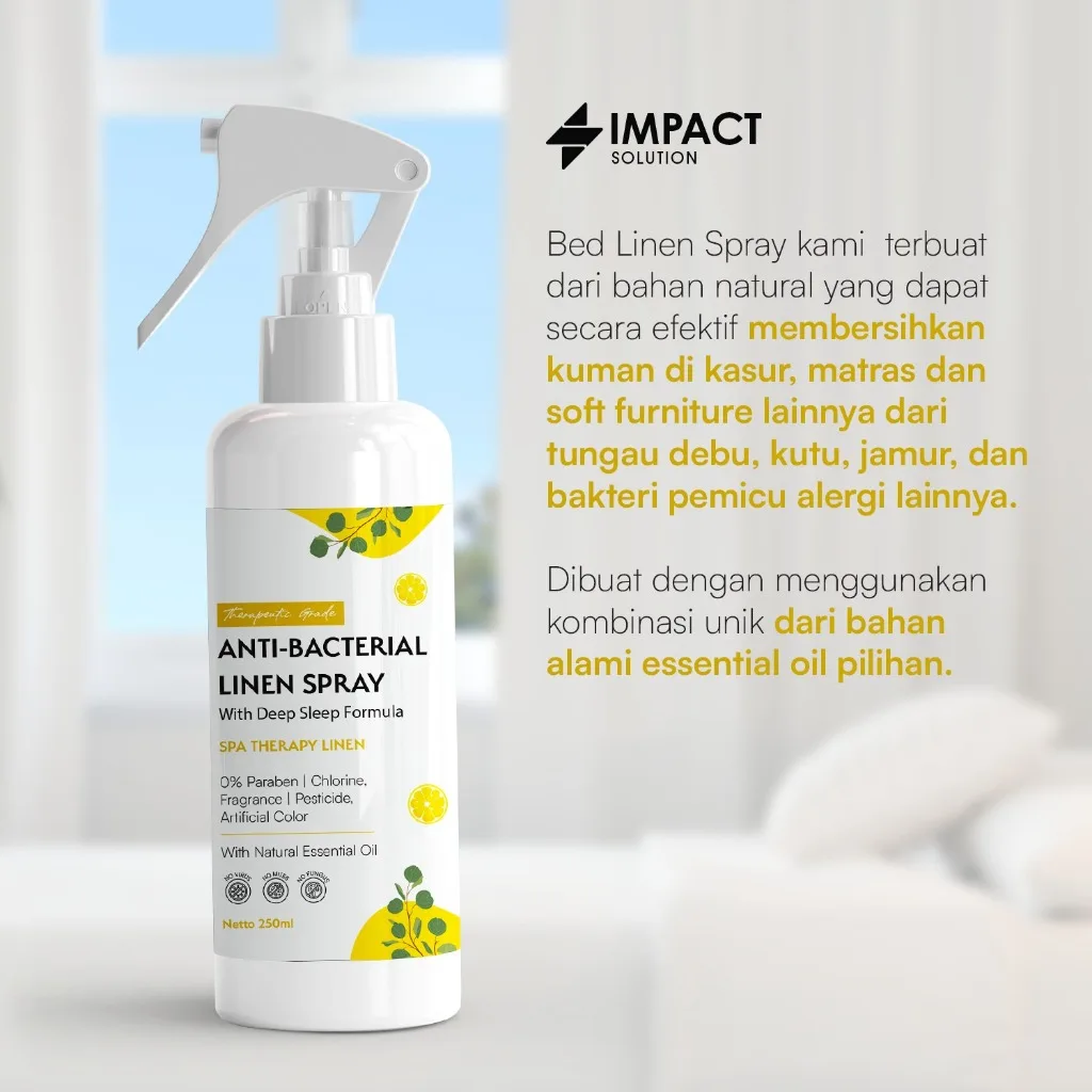 IMPACT Anti-Bacterial Linen Spray 250ml | Pengharum Sprei Anti Tungau & Kuman | Deep Sleep