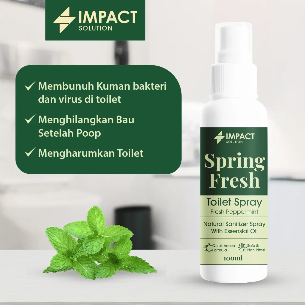 IMPACT Toilet Spray Peppermint 100ml Toilet Seat Sanitizer Pengharum Kamar Mandi Penghilang Bau WC