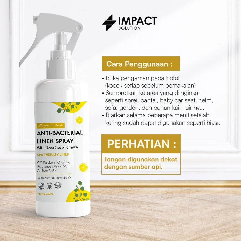 IMPACT Anti-Bacterial Linen Spray 250ml | Pengharum Sprei Anti Tungau & Kuman | Deep Sleep